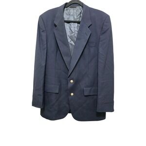 Christian Dior Navy Blue Blazer Gold Buttons Size 44R Glen Eagles Single-Breaste